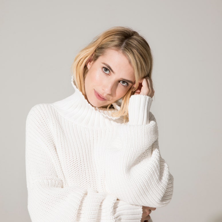 Image may contain: Clothing, Apparel, Emma Roberts, Sweater, Human, Person, and Sweatshirt